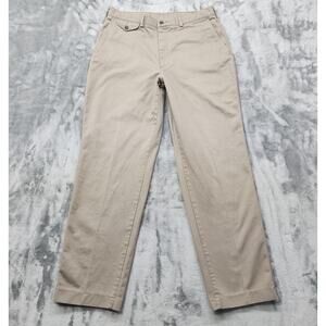Vintage Savane Pants Mens 33X32 Tan Khaki Flat Front‎ Pocket Cotton Chino Preppy